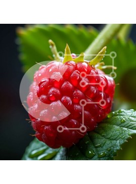 Intra Συλλεκτικό Ξύλινο Παζλ Plywood  4mm - Κόκκινο βατόμουρο με σταγονίδια νερού σε ένα φύλλο Σε Ξύλινο Κουτί - Διαστάσεις: 10x10 cm – 25 κομμάτια