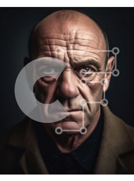 Intra Συλλεκτικό Ξύλινο Παζλ Plywood  4mm - Πορτρέτο ενός μεσήλικα με μια σοβαρή έκφραση Σε Ξύλινο Κουτί - Διαστάσεις Puzzle: 10x10 cm – 25 κομμάτια