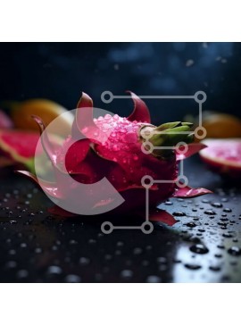 Σετ των 2 Intra Συλλεκτικό Ξύλινο Παζλ Plywood  4mm - Κοντινό πλάνο ενός ζουμερού φρούτου δράκου σε μια σκοτεινή επιφάνεια Σε Ξύλινο Κουτί - Διαστάσεις: 10x10 cm – 25 κομμάτια