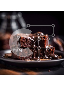 Σετ των 2 Intra Συλλεκτικό Ξύλινο Παζλ Plywood  4mm - Γκρο πλαν φωτογραφία του υγρού και μυρωδάτου μπράουνι σοκολάτας με τη σάλτσα σοκολάτας Σε Ξύλινο Κουτί - Διαστάσεις: 10x10 cm – 25 κομμάτια