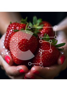 Σετ των 2 Intra Συλλεκτικό Ξύλινο Παζλ Plywood  4mm - Όμορφη εικόνα ώριμων φραουλών που κρατούνται στα χέρια της γυναίκας Σε Ξύλινο Κουτί - Διαστάσεις: 10x10 cm – 25 κομμάτια