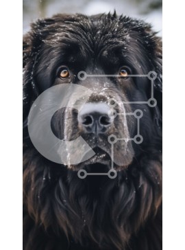 Σετ των 2 Intra Συλλεκτικό Ξύλινο Παζλ Plywood  4mm - Μεγάλο μαύρο σκυλί με δασύτριχο παλτό στο χιόνι Σε Ξύλινο Κουτί - Διαστάσεις: 10x10 cm – 25 κομμάτια