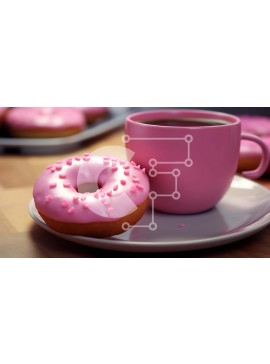Σετ των 2 Intra Συλλεκτικό Ξύλινο Παζλ Plywood  4mm - Νόστιμα ροζ ντόνατς με καφέ Σε Ξύλινο Κουτί - Διαστάσεις: 10x10 cm – 25 κομμάτια