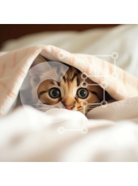 Intra Συλλεκτικό Ξύλινο Παζλ Plywood  4mm - Αξιολάτρευτο γατάκι που κρύβεται κάτω από την κουβέρτα σε ένα άνετο κρεβάτι Σε Ξύλινο Κουτί - Διαστάσεις: 10x10 cm – 25 κομμάτια