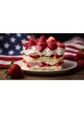 Σετ των 2 Intra Συλλεκτικό Ξύλινο Παζλ Plywood  4mm - Κέικ American Flag με φράουλες και σαντιγί Σε Ξύλινο Κουτί - Διαστάσεις: 10x10 cm – 25 κομμάτια