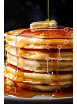 Σετ των 2 Intra Συλλεκτικό Ξύλινο Παζλ Plywood  4mm - Στοίβα από τηγανίτες με σιρόπι και βούτυρο Σε Ξύλινο Κουτί - Διαστάσεις: 10x10 cm – 25 κομμάτια