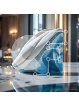 Intra Συλλεκτικό Ξύλινο Παζλ Plywood  4mm - Λευκό και μπλε γλυπτό σε μαρμάρινο πάγκο Σε Ξύλινο Κουτί - Διαστάσεις Puzzle: 10x10 cm – 25 κομμάτια