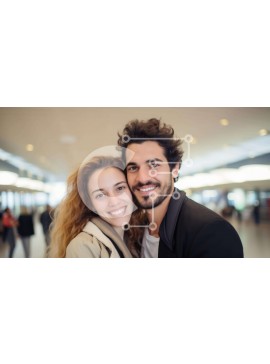 Intra Συλλεκτικό Ξύλινο Παζλ Plywood  4mm - Χαμογελαστό ζευγάρι που ποζάρει μαζί σε ένα εσωτερικό περιβάλλον Σε Ξύλινο Κουτί - Διαστάσεις Puzzle: 10x10 cm – 25 κομμάτια