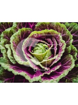 Σετ των 2 Intra Συλλεκτικό Ξύλινο Παζλ Plywood  4mm - Κοντινό πλάνο ενός φυτού πορφυρού και πράσινου λάχανου Σε Ξύλινο Κουτί - Διαστάσεις: 10x10 cm – 25 κομμάτια