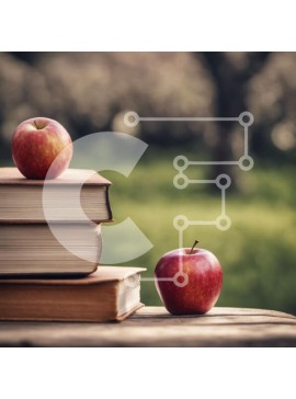 Intra Συλλεκτικό Ξύλινο Παζλ Plywood  4mm - Στοίβα από βιβλία με πράσινο μήλο σε ξύλινο τραπέζι Σε Ξύλινο Κουτί - Διαστάσεις Puzzle: 10x10 cm – 25 κομμάτια