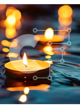 Intra Συλλεκτικό Ξύλινο Παζλ Plywood  4mm - Αναμμένα κεριά που επιπλέουν στο νερό Σε Ξύλινο Κουτί - Διαστάσεις Puzzle: 10x10 cm – 25 κομμάτια