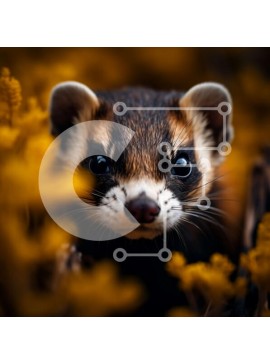 Intra Συλλεκτικό Ξύλινο Παζλ Plywood  4mm - Κοντινή όψη μιας νυφίτσας ή ενός κουνάβι Σε Ξύλινο Κουτί - Διαστάσεις: 10x10 cm – 25 κομμάτια