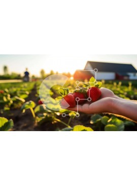 Intra Συλλεκτικό Ξύλινο Παζλ Plywood  4mm - Άτομο που κρατά φράουλες σε ένα γεωργικό χωράφι Σε Ξύλινο Κουτί - Διαστάσεις: 10x10 cm – 25 κομμάτια