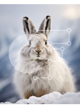 Σετ των 2 Intra Συλλεκτικό Ξύλινο Παζλ Plywood  4mm - Αξιολάτρευτη εικόνα ενός χνουδωτού λευκού κουνελιού σε ένα χιονισμένο βουνό Σε Ξύλινο Κουτί - Διαστάσεις: 10x10 cm – 25 κομμάτια