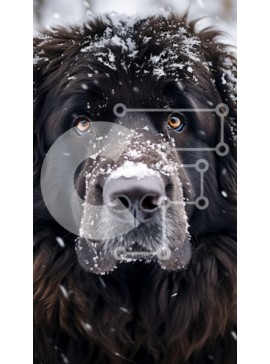 Σετ των 2 Intra Συλλεκτικό Ξύλινο Παζλ Plywood  4mm - Μεγάλος μαύρος σκύλος καλυμμένος στο χιόνι Σε Ξύλινο Κουτί - Διαστάσεις: 10x10 cm – 25 κομμάτια