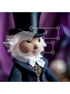 Intra Συλλεκτικό Ξύλινο Παζλ Plywood  4mm - Επαγγελματικό πορτρέτο ενός σοβαρού άνδρα με καπέλο και παπιγιόν Σε Ξύλινο Κουτί - Διαστάσεις Puzzle: 10x10 cm – 25 κομμάτια