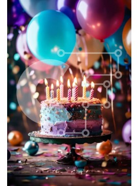 Σετ των 2 Intra Συλλεκτικό Ξύλινο Παζλ Plywood  4mm - Τούρτα γενεθλίων με αναμμένα κεριά και πολύχρωμα μπαλόνια Σε Ξύλινο Κουτί - Διαστάσεις: 10x10 cm – 25 κομμάτια