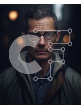 Intra Συλλεκτικό Ξύλινο Παζλ Plywood  4mm - Σοβαρός άνδρας που φορά γυαλιά και σακάκι κοιτάζοντας την κάμερα Σε Ξύλινο Κουτί - Διαστάσεις Puzzle: 10x10 cm – 25 κομμάτια