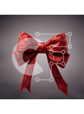 Σετ των 2 Intra Συλλεκτικό Ξύλινο Παζλ Plywood  4mm - Κομψός κόκκινος φιόγκος με λουλουδάτο σχέδιο σε σκούρο φόντο Σε Ξύλινο Κουτί - Διαστάσεις: 10x10 cm – 25 κομμάτια