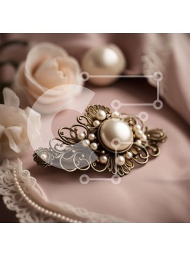 Σετ των 2 Intra Συλλεκτικό Ξύλινο Παζλ Plywood  4mm - Κομψή Vintage Μαργαριτάρι καρφίτσα σε ροζ ύφασμα Σε Ξύλινο Κουτί - Διαστάσεις: 10x10 cm – 25 κομμάτια