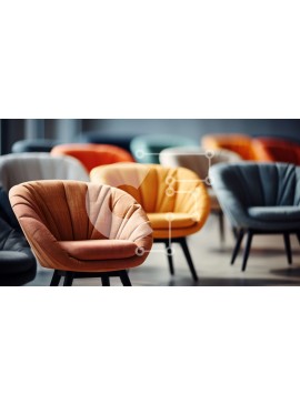 Intra Συλλεκτικό Ξύλινο Παζλ Plywood  4mm - Μοντέρνες πορτοκαλί και καφέ καρέκλες με ξύλινα πόδια Σε Ξύλινο Κουτί - Διαστάσεις Puzzle: 10x10 cm – 25 κομμάτια