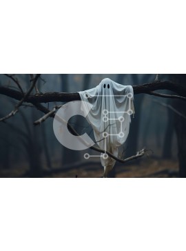 Intra Συλλεκτικό Ξύλινο Παζλ Plywood  4mm - Απόκοσμο φάντασμα που κρέμεται από ένα κλαδί δέντρου σε ένα σκοτεινό δάσος Σε Ξύλινο Κουτί - Διαστάσεις Puzzle: 10x10 cm – 25 κομμάτια