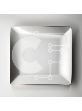 Σετ των 2 Intra Συλλεκτικό Ξύλινο Παζλ Plywood  4mm - Κομψή εικόνα ενός λευκού πιάτου με χρυσό χείλος σε γκρι φόντο Σε Ξύλινο Κουτί - Διαστάσεις: 10x10 cm – 25 κομμάτια