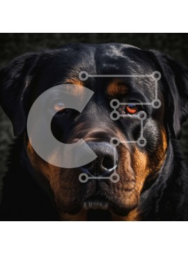 Intra Συλλεκτικό Ξύλινο Παζλ Plywood  4mm - Κοντινή όψη ενός ισχυρού σκύλου ροτβάιλερ Σε Ξύλινο Κουτί - Διαστάσεις: 10x10 cm – 25 κομμάτια