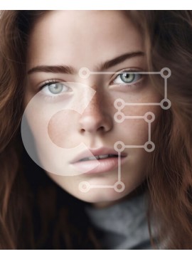 Intra Συλλεκτικό Ξύλινο Παζλ Plywood  4mm - Όμορφο πορτρέτο μιας γυναίκας με μακριά κυματιστά καστανά μαλλιά και πράσινα μάτια Σε Ξύλινο Κουτί - Διαστάσεις Puzzle: 10x10 cm – 25 κομμάτια