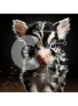 Intra Συλλεκτικό Ξύλινο Παζλ Plywood  4mm - Αξιολάτρευτο πουλάρι ζέβρας που στέκεται σε μια σκοτεινή επιφάνεια Σε Ξύλινο Κουτί - Διαστάσεις: 10x10 cm – 25 κομμάτια