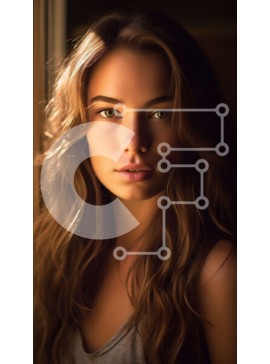 Intra Συλλεκτικό Ξύλινο Παζλ Plywood  4mm - Όμορφο πορτρέτο μιας γυναίκας με μακριά κυματιστά καστανά μαλλιά Σε Ξύλινο Κουτί - Διαστάσεις Puzzle: 10x10 cm – 25 κομμάτια