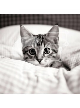 Intra Συλλεκτικό Ξύλινο Παζλ Plywood  4mm - Αξιολάτρευτη εικόνα ενός γατάκι που κρύβεται κάτω από τα σκεπάσματα Σε Ξύλινο Κουτί - Διαστάσεις: 10x10 cm – 25 κομμάτια