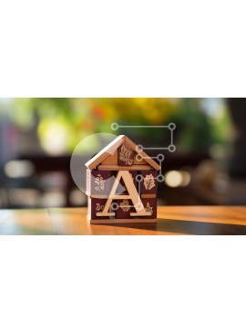 Intra Συλλεκτικό Ξύλινο Παζλ Plywood  4mm - Διακοσμητικό Ξύλινο Σπίτι με σκαλιστό γράμμα Α Σε Ξύλινο Κουτί - Διαστάσεις Puzzle: 10x10 cm – 25 κομμάτια