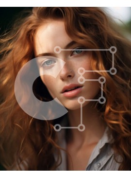 Intra Συλλεκτικό Ξύλινο Παζλ Plywood  4mm - Πορτρέτο μιας γυναίκας με μακριά, σγουρά κόκκινα μαλλιά Σε Ξύλινο Κουτί - Διαστάσεις Puzzle: 10x10 cm – 25 κομμάτια