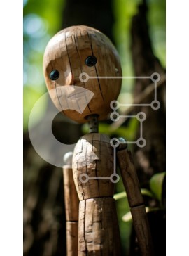 Σετ των 2 Intra Συλλεκτικό Ξύλινο Παζλ Plywood  4mm - Ξύλινο ειδώλιο που στέκεται σε ένα δάσος με δέντρα και φύλλωμα Σε Ξύλινο Κουτί - Διαστάσεις: 10x10 cm – 25 κομμάτια