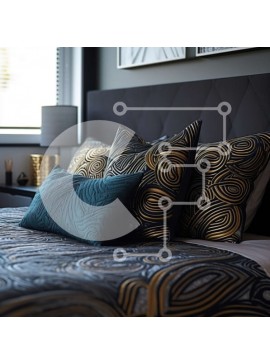 Intra Συλλεκτικό Ξύλινο Παζλ Plywood  4mm - Κομψό μαύρο και χρυσό υπνοδωμάτιο με ριγέ λεπτομέρειες Σε Ξύλινο Κουτί - Διαστάσεις Puzzle: 10x10 cm – 25 κομμάτια