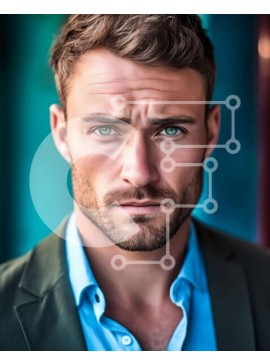 Intra Συλλεκτικό Ξύλινο Παζλ Plywood  4mm - Πορτρέτο επαγγελματία επιχειρηματία με μπλε κοστούμι και μαύρο πουκάμισο Σε Ξύλινο Κουτί - Διαστάσεις Puzzle: 10x10 cm – 25 κομμάτια