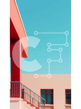 Intra Συλλεκτικό Ξύλινο Παζλ Plywood  4mm - Κόκκινο κτίριο με σκάλες που οδηγούν στην είσοδο Σε Ξύλινο Κουτί - Διαστάσεις Puzzle: 10x10 cm – 25 κομμάτια