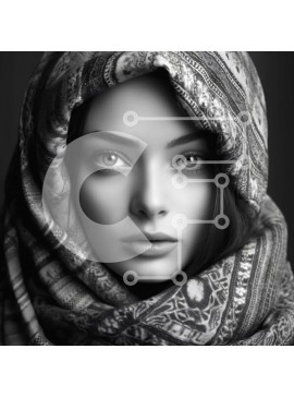 Intra Συλλεκτικό Ξύλινο Παζλ Plywood  4mm - Σοβαρή γυναίκα με μαντήλι που κοιτάζει την κάμερα Σε Ξύλινο Κουτί - Διαστάσεις Puzzle: 10x10 cm – 25 κομμάτια