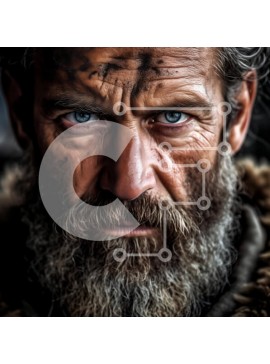 Intra Συλλεκτικό Ξύλινο Παζλ Plywood  4mm - Πορτρέτο ενός άνδρα με μακριά γενειάδα και σακάκι με γούνα Σε Ξύλινο Κουτί - Διαστάσεις Puzzle: 10x10 cm – 25 κομμάτια