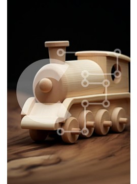 Intra Συλλεκτικό Ξύλινο Παζλ Plywood  4mm - Γοητευτική εικόνα ενός ξύλινου τρένου σε μια ρουστίκ ξύλινη επιφάνεια Σε Ξύλινο Κουτί - Διαστάσεις Puzzle: 10x10 cm – 25 κομμάτια