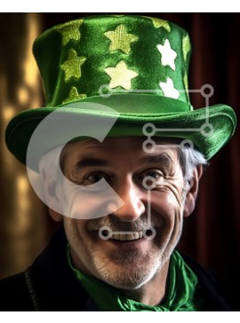 Intra Συλλεκτικό Ξύλινο Παζλ Plywood  4mm - Ευτυχισμένος άνδρας που φορά ένα πράσινο καπέλο τριφύλλι Σε Ξύλινο Κουτί - Διαστάσεις Puzzle: 10x10 cm – 25 κομμάτια