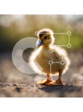 Intra Συλλεκτικό Ξύλινο Παζλ Plywood  4mm - Χαριτωμένο μωρό πάπια που στέκεται στο φως του ήλιου Σε Ξύλινο Κουτί - Διαστάσεις: 10x10 cm – 25 κομμάτια