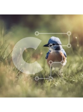 Intra Συλλεκτικό Ξύλινο Παζλ Plywood  4mm - Όμορφο μπλε πουλί στην πράσινη χλόη Σε Ξύλινο Κουτί - Διαστάσεις: 10x10 cm – 25 κομμάτια