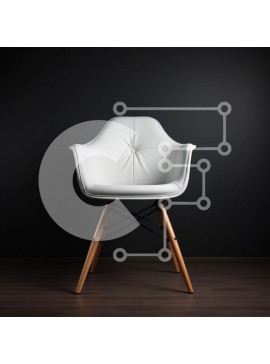 Intra Συλλεκτικό Ξύλινο Παζλ Plywood  4mm - Μοντέρνα λευκή δερμάτινη καρέκλα με ξύλινο σκελετό Σε Ξύλινο Κουτί - Διαστάσεις Puzzle: 10x10 cm – 25 κομμάτια