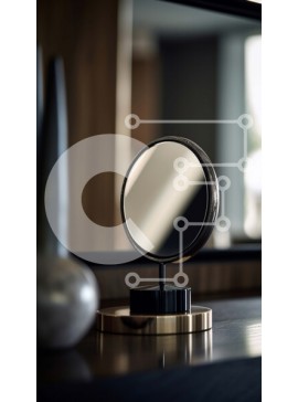 Intra Συλλεκτικό Ξύλινο Παζλ Plywood  4mm - Ευρύχωρο και καλά φωτισμένο δωμάτιο με στρογγυλό καθρέφτη και βάζο με λευκά λουλούδια Σε Ξύλινο Κουτί - Διαστάσεις Puzzle: 10x10 cm – 25 κομμάτια