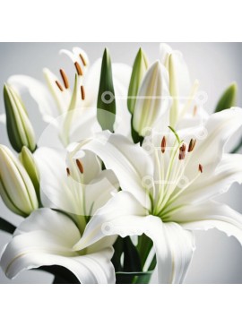 Intra Συλλεκτικό Ξύλινο Παζλ Plywood  4mm - Όμορφη εικόνα λευκών κρίνων σε βάζο σε γκρι φόντο Σε Ξύλινο Κουτί - Διαστάσεις: 10x10 cm – 25 κομμάτια