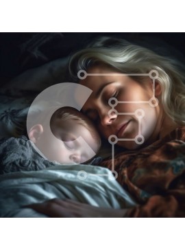 Intra Συλλεκτικό Ξύλινο Παζλ Plywood  4mm - Ειρηνική στιγμή μιας γυναίκας που κοιμάται με το μωρό της Σε Ξύλινο Κουτί - Διαστάσεις Puzzle: 10x10 cm – 25 κομμάτια