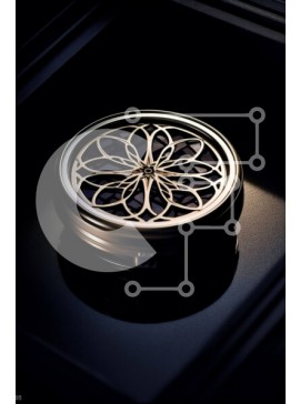 Intra Συλλεκτικό Ξύλινο Παζλ Plywood  4mm - Κομψός χρυσός και μαύρος συμπαγής καθρέφτης με φλοράλ σχέδιο Σε Ξύλινο Κουτί - Διαστάσεις Puzzle: 10x10 cm – 25 κομμάτια