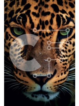 Σετ των 2 Intra Συλλεκτικό Ξύλινο Παζλ Plywood  4mm - Εκπληκτική κοντινή πλάνο του προσώπου ενός Jaguar με έντονα κίτρινα μάτια Σε Ξύλινο Κουτί - Διαστάσεις: 10x10 cm – 25 κομμάτια